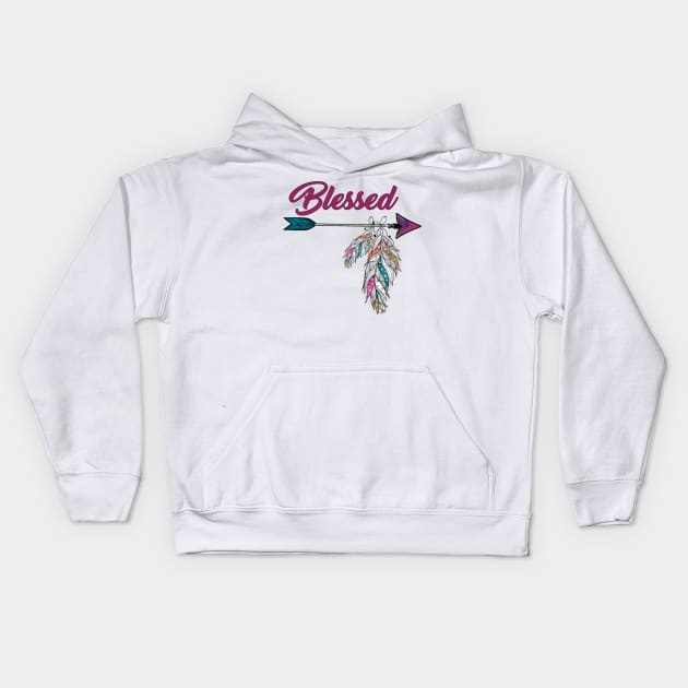 Arrow Blessed Feathers Kids Hoodie by creativegraphics247